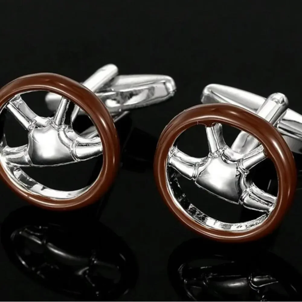 Luxury Car Steering Wheel Cufflinks